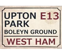 West Ham - Letrero de calle con diseño de fútbol americano The Hammers Footy, 8 x 12 pulgadas