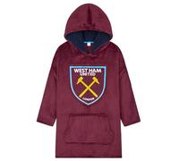 West Ham United F.C. Poncho de forro polar de gran tamaño con capucha, regalos del West Ham para niños, color borgoña, granate, One Size