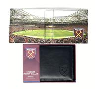 WEST HAM UNITED FC Cartera Bifold De Cuero Real Negra Hammers