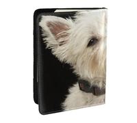 West Highland Terrier con Collar, Funda para Pasaporte Cartera de Viaje de Cuero PU Funda para Pasaporte Fundas para Pasaporte 6,5 Pulgadas