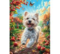 West Highland Terrier en el jardín de flores Puzzle 1000 Piezas Desafío Impossible Mitos fantásticoss Cuento De Hadas Rompecabezas Para Adultos Aliviar Estrés Decoración Hogar 3D Maquetas Construir 10