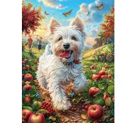 West Highland Terrier en el jardín de manzanas Puzzles 1000 Piezas Moderno Decorativo Minimalista Mitos fantásticoss Rompecabezas Familiar Para Hombres Y Mujeres Aliviar Estrés Maquetas Construir 1000