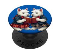 West Highland Terriers arde poesía nocturna leyendo PopSockets PopGrip Adhesivo