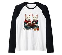 West Highland Terriers quema libro de poesía y whisky Camiseta Manga Raglan