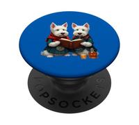 West Highland Terriers quema libro de poesía y whisky PopSockets PopGrip Adhesivo