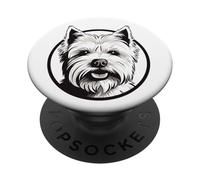 West Highland White Terrier | Blanco y Negro Clásico PopSockets PopGrip Adhesivo