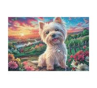 West Highland White Terrier Campo de Flores Mascota tierna Wildlife Wild Nature Puzzle 1000 Piezas para Adultos Divertido Estimulante Y Relajante Hobby Y Entretenimiento En Casa 1000 PCS（75x50cm）
