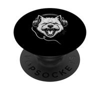 West Highland White Terrier con auriculares DJ Music Dog PopSockets PopGrip Adhesivo