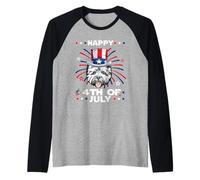 West Highland White Terrier Dog Patriotic 4th of July Dogs Camiseta Manga Raglan