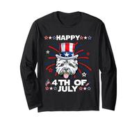 West Highland White Terrier Dog Patriotic 4th of July Dogs Manga Larga