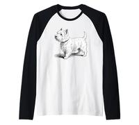 West Highland White Terrier Grabado clásico Camiseta Manga Raglan