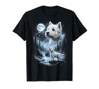 West Highland White Terrier Howling to The Moon Retro 90 Camiseta