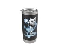 West Highland White Terrier Howling to the Moon Retro 90 Vaso térmico de acero inoxidable de doble pared