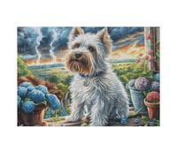 West Highland White Terrier Lindo nevado Puzzle 300 Piezas Colorido Moderno Animal Pet Doll Rompecabezas para Adultos Obra De Arte Familiar Estera Portátil DIY Creativo 300 PCS