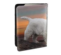 West Highland White Terrier Perros Montañas Blanco, Funda para Pasaporte Cartera de Viaje de Cuero PU Funda para Pasaporte Fundas para Pasaporte 6,5 Pulgadas