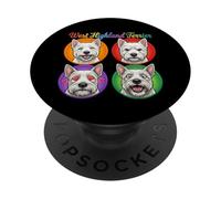 West-Highland-White Terrier Perros Padre Madre Retrato PopSockets PopGrip Adhesivo