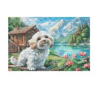 West Highland White Terrier tierno Granja Puzzle 1000 Piezas Cartón Blanco Premium para Expertos Eventos Team Building Ejercita La Mente Hobby Y Ocio 1000 PCS/75x50cm