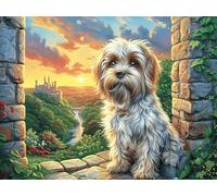 West Highland White Terrier tierno mar de flores Rompecabezas 500 Piezas Cartón Resistente Para Mayores Fauna silvestre Mejora Atención Entrenamiento Memoria Diversión Grupal Detalle De Regalo 500 PCS