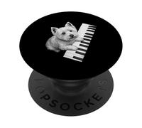 West Highland White Terrier Tocando Pianista Pianista Amante de los Perros PopSockets PopGrip Adhesivo