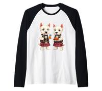 West Highland White Terriers Celebrando Burns Night Fun Camiseta Manga Raglan