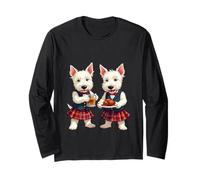 West Highland White Terriers Celebrando Quemaduras Noche Dibujos Animados Manga Larga