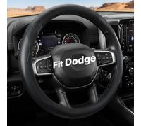 West Llama Funda personalizada para volante de coche con fibra de carbono para Dodge RAM 1500 2500 3500, 15.5-16 pulgadas, color negro