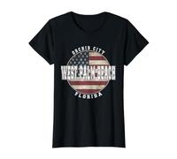 West Palm Beach Florida, Bandera Americana Vintage Camiseta gráfica económica, Mujer, Negro, XL