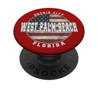 West Palm Beach Florida, Bandera Americana Vintage PopSockets PopGrip Adhesivo