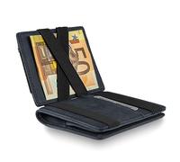 West - Porta tarjetas de crédito para hombres con tarjetero para monedas + Caja de regalo - Cartera RFID compacta y súper duradera para hombres - Porta tarjetas de crédito, Blue, Large coin pocket