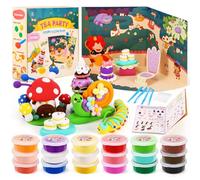 WEST STORY Kit de arcilla seca al aire para niños, arcillas mágicas de modelado, 18 colores con libro de cuentos, tutoriales de bricolaje, herramientas y tarjetas de escena, suave, no pegajosa y