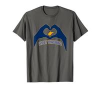 West Virginia Corazón Manos Montaña Estado WVA 304 Raíces Camiseta