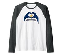 West Virginia Corazón Manos Montaña Estado WVA 304 Raíces Camiseta Manga Raglan