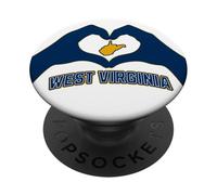 West Virginia Corazón Manos Montaña Estado WVA 304 Raíces PopSockets PopGrip Adhesivo