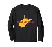 West Virginia Pride 304 WV Mapa del Estado Vintage Travel Manga Larga