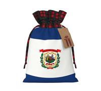 West Virginia State Flag Print Christmas Drawstring Gift Wrapping Bag For Christmas Festive Present Packaging Needs
