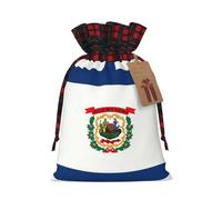 West Virginia State Flag Printing Color Matching Plaid Christmas Bag with Drawstring For Christmas Birthdays Party, 4.7 x 6.9 pulgadas