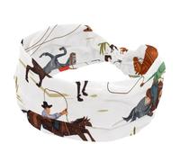 West Wild Catcus Cowboys Horses Rodeo - Diademas suaves para mujer, diadema ancha, antideslizante, banda elástica para el pelo, turbante con nudo trenzado