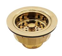 Westbrass D214-01 3-1/2" Post Style Large Kitchen Sink Basket Strainer, 1-Pack, Polished Brass