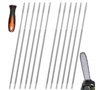 WestCH 12 Piezas Afilador de Cadena Motosierra,Lima Redonda 4mm Acero para rodamientos,Afilador Cadena Motosierra con Asa Plástico para Afiladores de Cadenas y Reparación de Motosierras