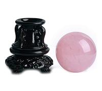 WESTCH Cristal Natural en Bruto Bola de Cristal de Cuarzo Rosa Natural con Base Tallada Piedra Preciosa cruda Regalos Hechos a Mano Bola de Piedra mágica Decoración del hogar de Cristal, 10 cm