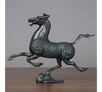 WESTCH Estatua de Caballo Corriendo Hecha a Mano Caballo galopante Chino pisando Golondrina Escultura artística para decoración de Oficina en el hogar, Negro