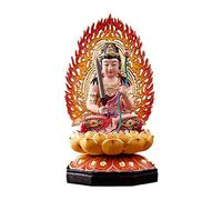 WESTCH Estatua de Feng Shui, Ración casera Sala de Estar Estatua de Buda Feng Shui Resina Realista Sentado en un Trono de Loto Estatua de Buda Atractiva y Serena Regalo de bendición