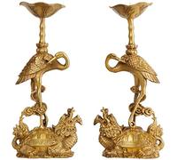 WESTCH Estatua De Tortuga Adorno De Estatuilla De Grúa Feng Shui, Escultura De Prosperidad De Riqueza para Ración Casera, También Se Puede Usar como Candelabro,Set