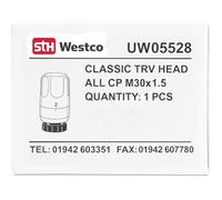 Westco Westerm Classic TRV - Cabezal de repuesto para válvula termostática de radiador cromado, rosca M30 x 1,5, control duradero