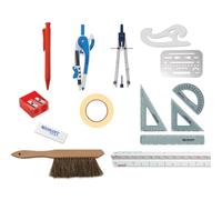 Westcott 16367 - Juego de herramientas de dibujo y dibujo arquitect nico de 15 piezas para estudiantes de matem ticas, geometr a e ingenier a