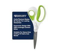 Westcott 8-Inch CarboTitanium Heavy Duty Straight Fabric Scissors - Ideal for Fabric, Sewing, and Craft Projects