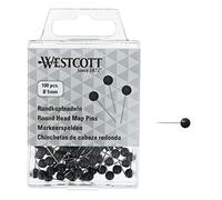 WESTCOTT Agujas de cabeza redonda, 100 unidades, 5 mm de diámetro, 16 mm de largo, color negro, E-10502 00