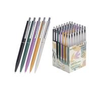 Westcott ALLTIME Mix 50 unidades | Bolígrafo retráctil certificado GRS, tinta negra, grosor de trazo M, mina estándar X20, indeleble según ISO 12757-2, clip de metal, E-733796 00