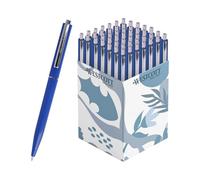 Westcott Bolígrafo ALLTIME azul 50 piezas | Bolígrafos retráctiles con tinta azul | Ancho de línea M con recambio estándar X20 | A prueba de documentos ISO 12757-2 | Clip de metal resistente |