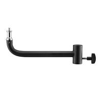 Westcott Brazo de extensión corto de 8 pulgadas para flash, negro, hierro y latón, receptor hembra de 5/8 pulgadas y perno macho, 2 agujeros de perilla de tensión